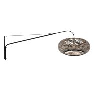 Wandlamp Elegant Classy 4449ZW – Support noir avec abat-jour en bambou Ø60 cm