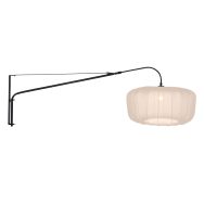 Applique Vela Lino 4454ZW noire avec abat-jour en textile beige-crème
