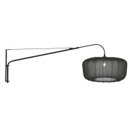 Applique Vela Lino 4455ZW noir avec abat-jour en textile noir Ø60 cm