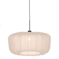 Suspension Vela Lino 4485ZW noire avec abat-jour en tissu beige-crème