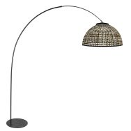 Lampe sur pied Curve 4517ZW - lampe arc noire avec abat-jour en bambou tressé