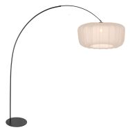 Lampe sur pied Curve 4520ZW - lampe à arc noire avec abat-jour en tissu beige