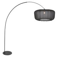 Vloerlamp Curve 4521ZW - zwarte booglamp met zwart textiel kap