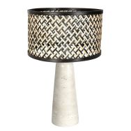 Travino 4550CR tafellamp met travertin voet en bamboe kap