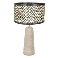 Travino 4550CR tafellamp met travertin voet en bamboe kap