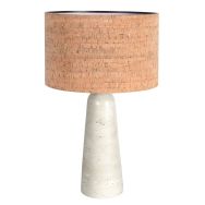 Travino 4552CR tafellamp met travertin voet en kurken kap