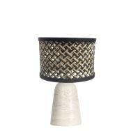Travino 4555CR tafellamp met travertin voet en bamboe kap