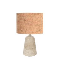 Travino 4557CR Tischlampe mit Travertinfuß und Korkschirm