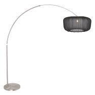 Lampe arc Vela Lino 4559ST en acier avec abat-jour en textile noir Ø60 cm