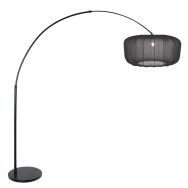 Lamp arc Vela Lino 4565ZW noir avec abat-jour en textile noir Ø60 cm