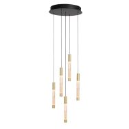 Pendant Light Alisio 4579ME 5-light luxury glass in brass