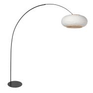 Floor lamp Curve 4642ZW - stylish black arc lamp with linen shade