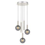 Steel pendant lamp Volari 4718ST, 5-light with smoke glass