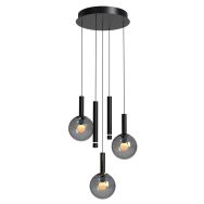 Black pendant lamp Volari 4718ZW, 5-light with smoke glass