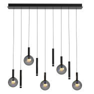 Black pendant lamp Volari 4719ZW, 9-light with smoke glass