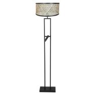 Stehlampe Stang 4721ZW mit schwarz-beigem Bambusschirm und Leselicht