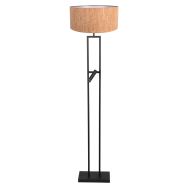 Lamp de sol Stang 4722ZW avec abat-jour en liège beige et lumière de lecture