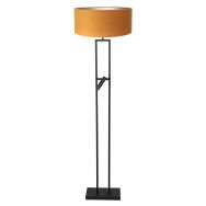 Bodenlampe Stang 4724ZW mit goldenem Samtschirm und Leselicht