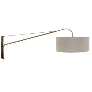 Applique Élégante Classy 4751BR en bronze avec abat-jour en lin gris brut Ø50 cm