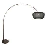 Lamp arc Vela Lino 4763CA cacao avec abat-jour en textile noir Ø60 cm