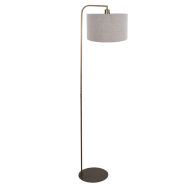 Stehlampe Stange 4803BR mit grobem grauem Leinen-Schirm