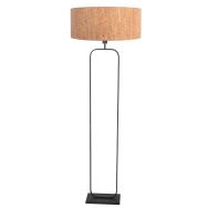 Lampe sur pied Stang 4819ZW - structure noire avec abat-jour en liège beige