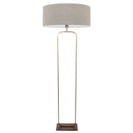 Stehlampe Stang 4830BR - Bronze Leuchte mit grauem Leinen-Schirm