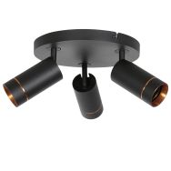 Spot noire Downlume 4859ZW, plafonnier à 3 lumières GU10