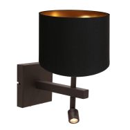 Wall lamp Stang 4869CA with black linen shade and reading light