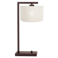 Cacao table lamp Stang 4885CA with coarse white linen shade