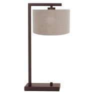 Cacao table lamp Stang 4886CA with coarse gray linen shade