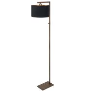 Bronzefloorlampe Stang 4895BR mit Schalter und schwarzem Leinen-Schirm