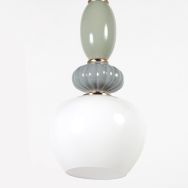Vetrass hanglamp 1-lichts wit glas en steen – 4916ZW