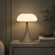 Grijze tafellamp Ancilla 5557GR met mat wit glazen kap