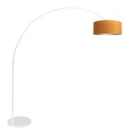 Booglamp Sparkled Light 7173W wit met luxe goudkleurige velours kap - Goud - Metaal, Textiel - Steinhauer