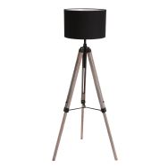 Vloerlamp Triek 7175ZW met zwart linnen kap Ø40 cm - Elektronica, Hout, Metaal, Textiel - Steinhauer