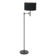 Lampadaire noir Stang 7201ZW avec liseuse et abat-jour en lin noir