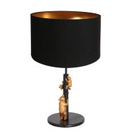 Tafellamp Animaux 7203ZW - elegant accent met zwart en goud - Zwart - Linnen , Metaal, Textiel - Steinhauer