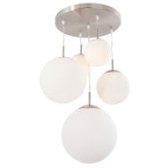 Hanglamp Bollique 7376ST staal 5 lichts met mat wit glas - Staal - Elektronica, Glas, Metaal - Steinhauer