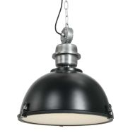 Hanglamp Bikkel 7586ZW zwarte industriële lamp van staal - Zwart - Elektronica, Glas, Metaal - Steinhauer