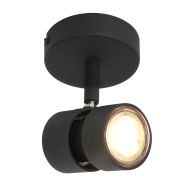 Spot Natasja 7901ZW zwarte 1-lichts spot met dimbaar GU10 licht - Zwart - Elektronica, Kunststof, Metaal - Steinhauer