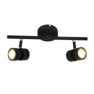 Spot Natasja 7902ZW zwarte 2-lichts spot met dimbaar GU10 licht - Zwart - Elektronica, Kunststof, Metaal - Steinhauer
