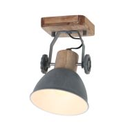 Plafondlamp Gearwood 7968GR Grijs E27 fitting - Grijs - Hout, Metaal - Steinhauer