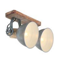 Plafondlamp Gearwood 7969GR Grijs E27 fittingen - Grijs - Hout, Metaal - Steinhauer