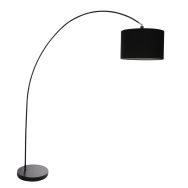 Booglamp Solva 7976ZW met zwarte lampenkap E27 - Zwart - Metaal, Textiel - Steinhauer