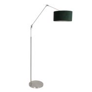 Staalkleurige vloerlamp Prestige Chic 8103ST met groen velours kap - Groen - Metaal, Textiel - Steinhauer