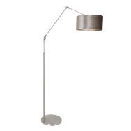 Staalkleurige vloerlamp Prestige Chic 8104ST met zilver velours kap - Staal - Metaal, Textiel - Steinhauer