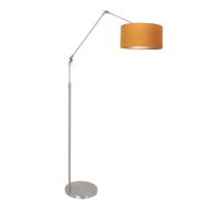 Staalkleurige vloerlamp Prestige Chic 8105ST met goud velours kap - Goud - Metaal, Textiel - Steinhauer