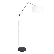 Vloerlamp Prestige Chic 8114ZW met wit linnen kap - Zwart - Linnen , Metaal - Steinhauer