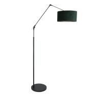 Vloerlamp Prestige Chic 8115ZW met groene velours kap - Groen - Metaal, Velours stof - Steinhauer